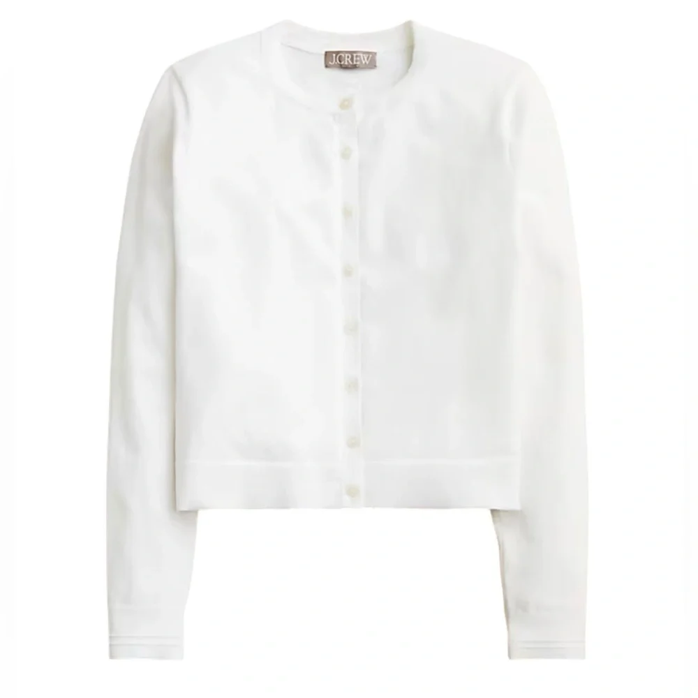 J. Crew Jackie Cardigan Sweater in Premium Ultra Fine Cotton Blend NWT XS White - Picture 3 of 12